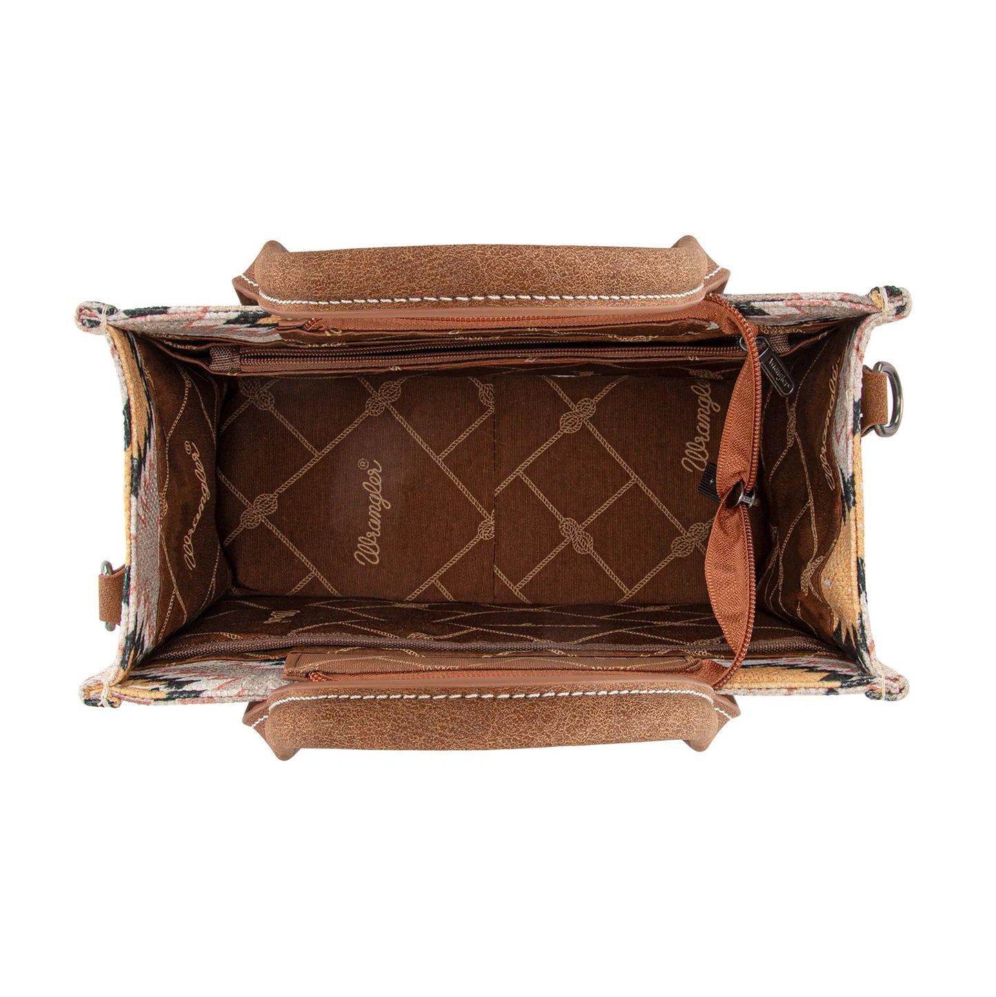 Wrangler Aztec Distressed Print Dual Sided Print -Tote/Crossbody - Beige - WG221-8120BG