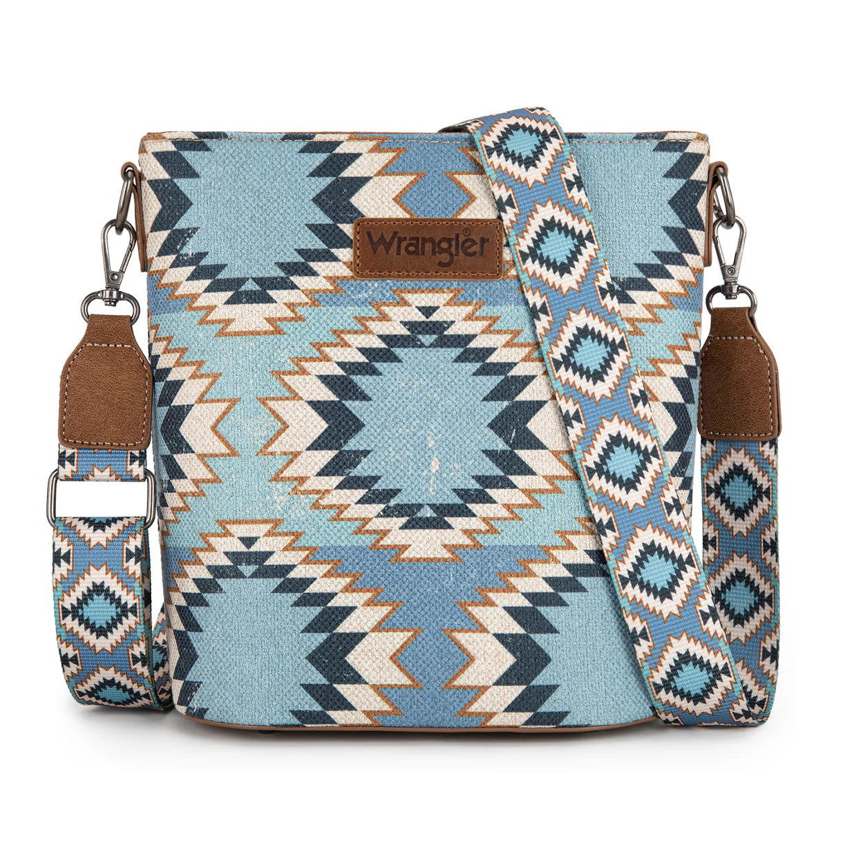 Wrangler Aztec Distressed Print Dual Sided Print Crossbody - Purple - WG221-8360