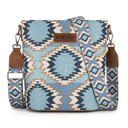 Wrangler Aztec Distressed Print Dual Sided Print Crossbody - Purple - WG221-8360