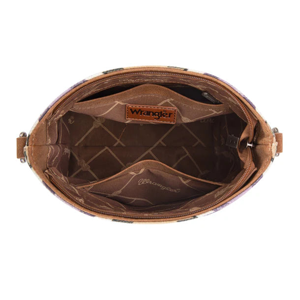Wrangler Aztec Distressed Print Dual Sided Print Crossbody - Purple - WG221-8360