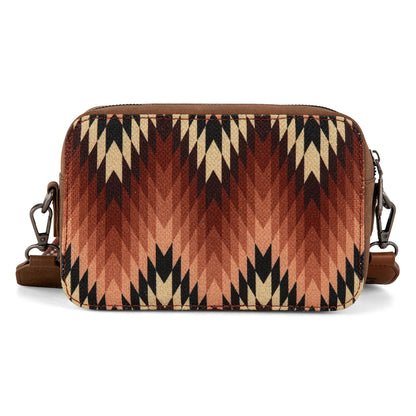 Wrangler Southwestern Pattern Dual Sided Print Crossbody Purse With Wallet Compartment -Brown - WG2211-3003BR