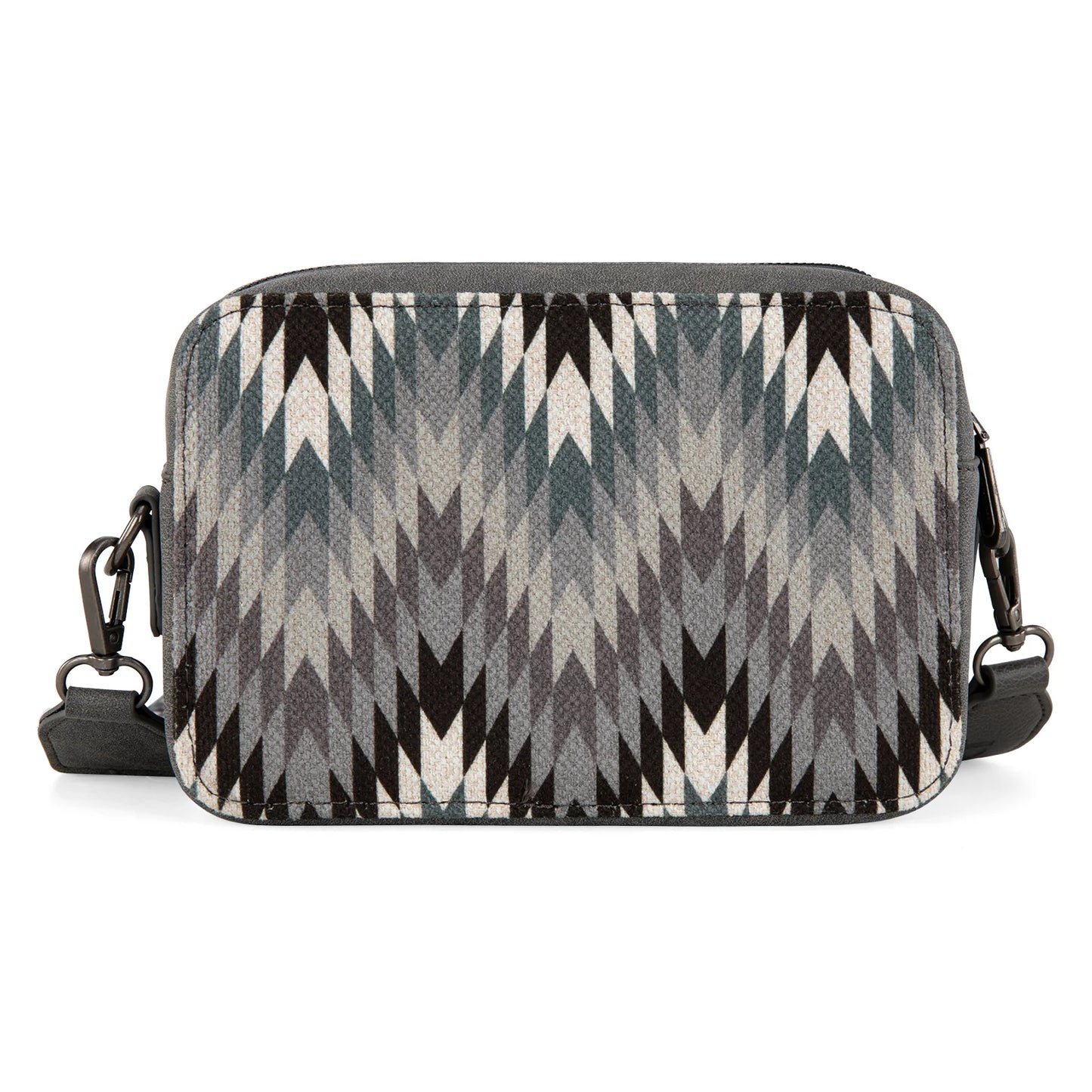 Wrangler Southwestern Pattern Dual Sided Print Crossbody Purse With Wallet Compartment - Grey - WG2211-3003GY
