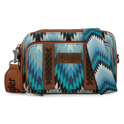 Wrangler Southwestern Pattern Dual Sided Print Crossbody Purse With Wallet Compartment - Jean - WG2211-3003JN