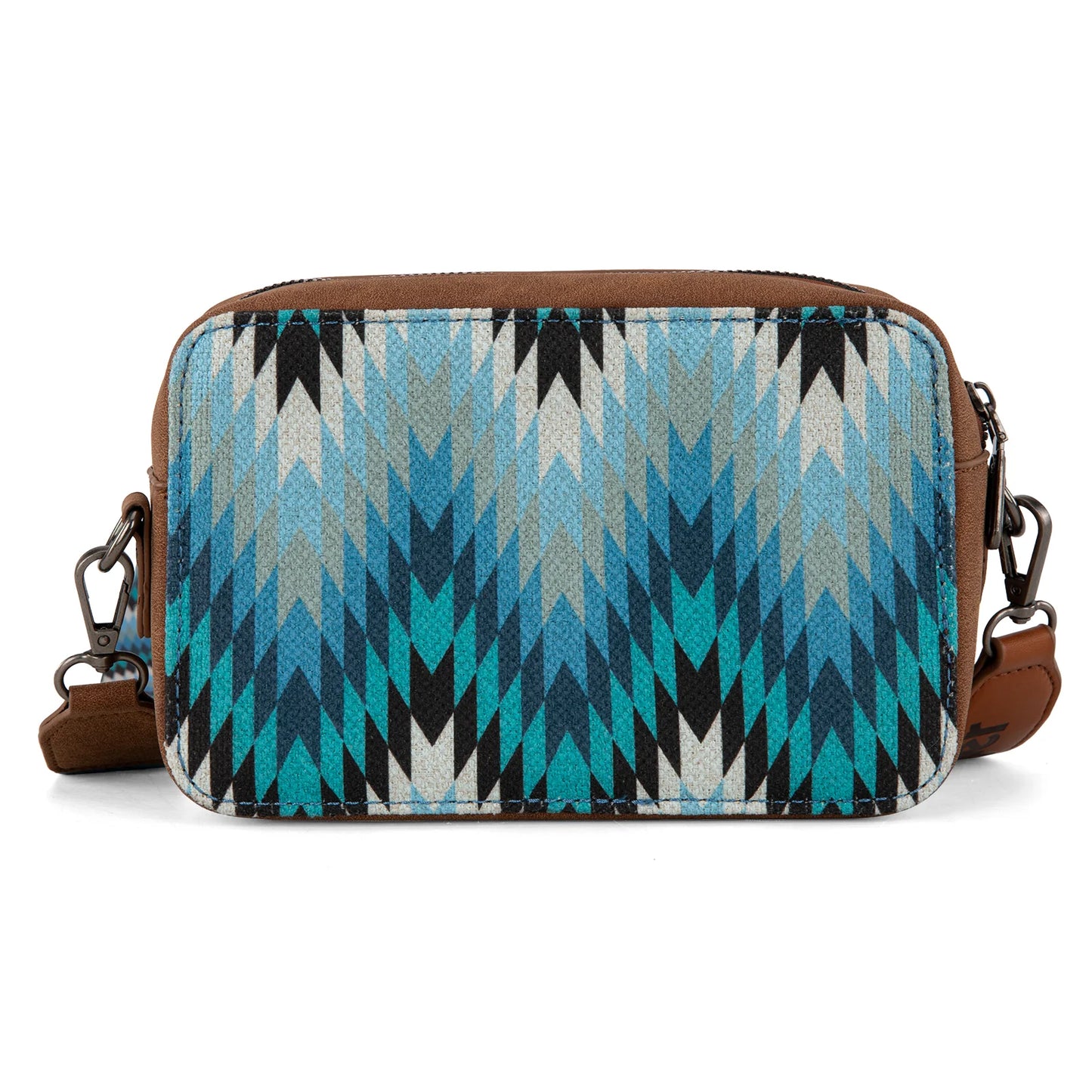 Wrangler Southwestern Pattern Dual Sided Print Crossbody Purse With Wallet Compartment - Jean - WG2211-3003JN