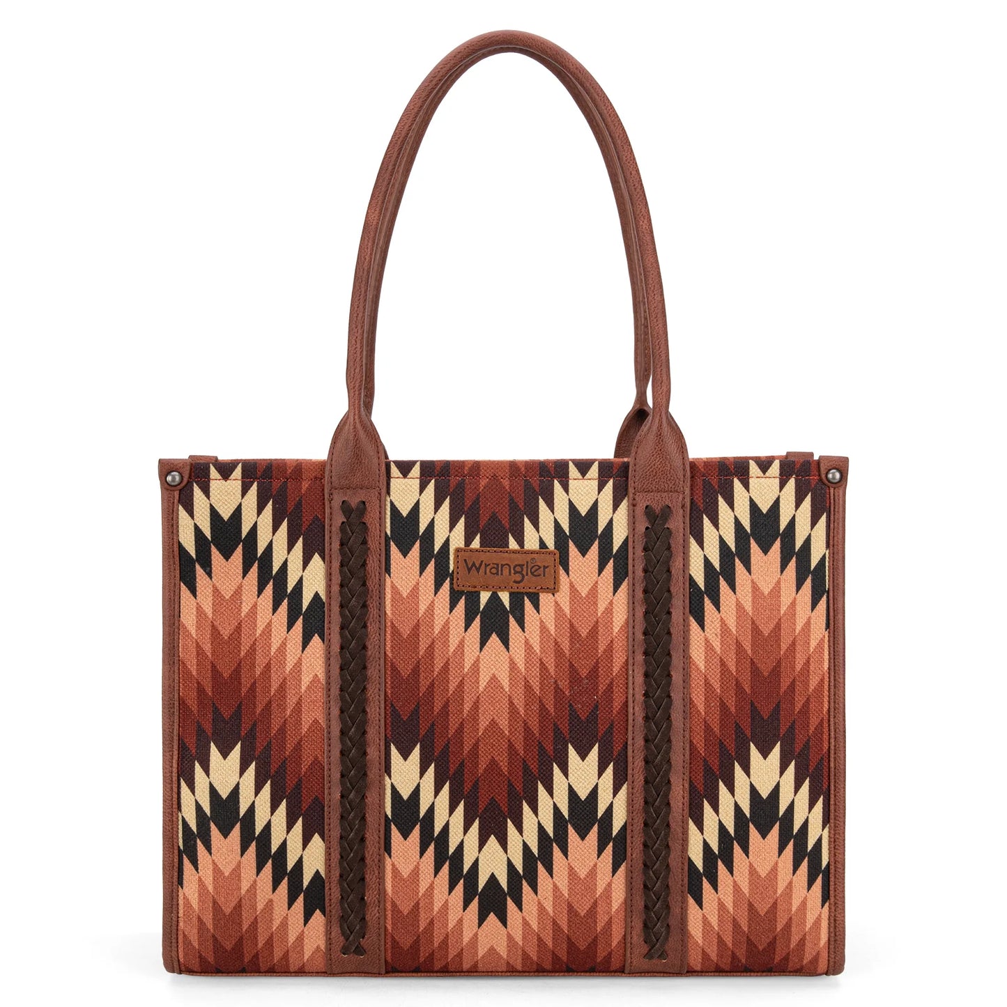Wrangler Southwestern Pattern Dual Sided Print Concealed Carry Wide Tote - Brown - WG2211-8119BR