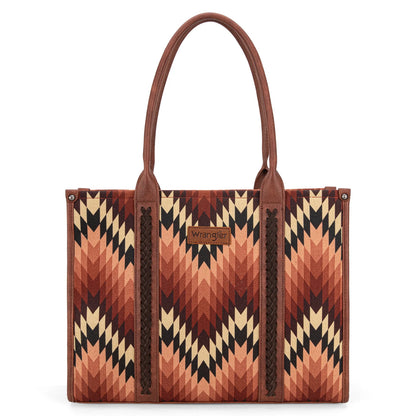 Wrangler Southwestern Pattern Dual Sided Print Concealed Carry Wide Tote - Brown - WG2211-8119BR