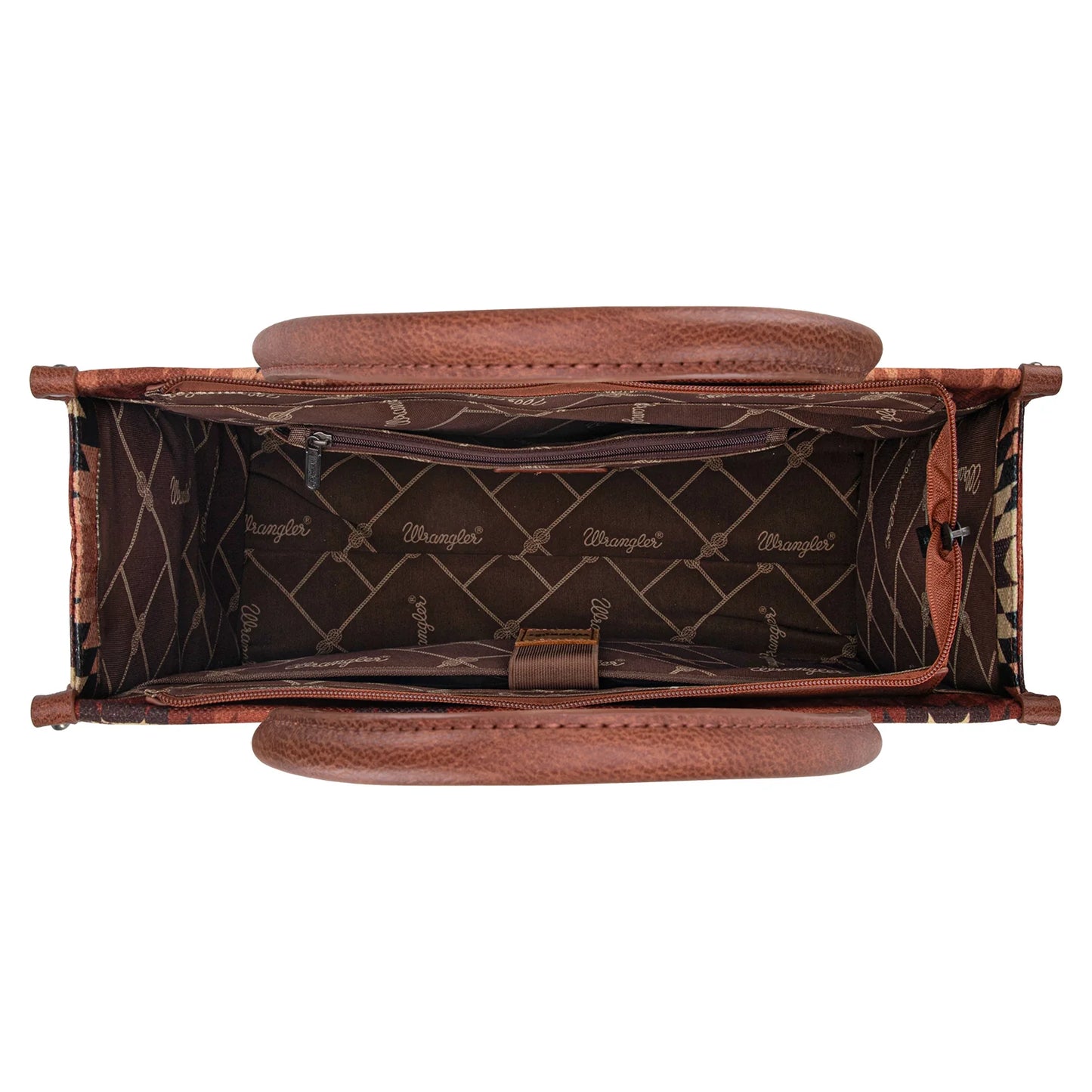 Wrangler Southwestern Pattern Dual Sided Print Concealed Carry Wide Tote - Brown - WG2211-8119BR