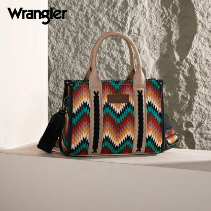 Wrangler Southwestern Pattern Dual Sided Print Tote/Crossbody - Black - WG2211-8120SBK