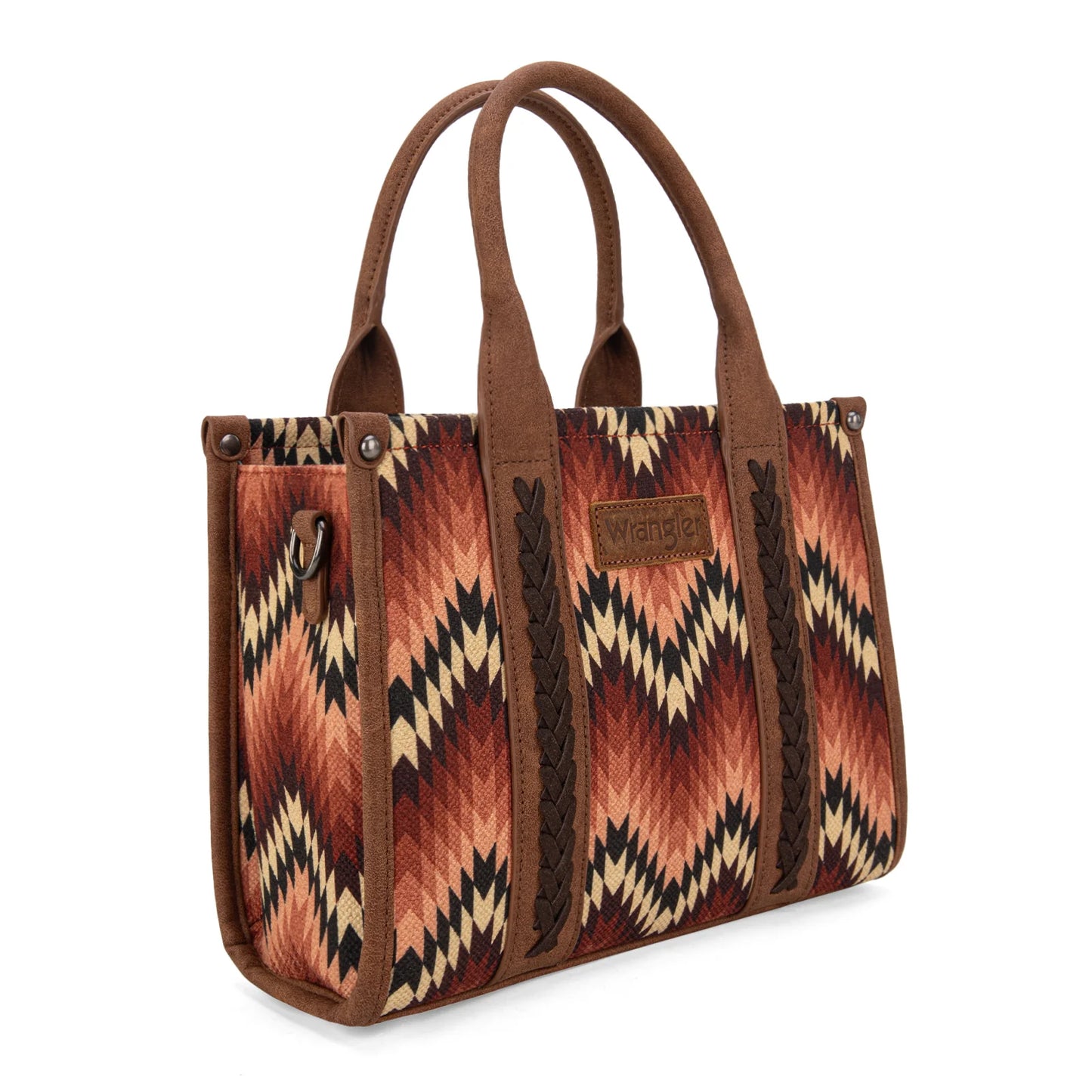 Wrangler Southwestern Pattern Dual Sided Print Tote/Crossbody - BROWN - WG2211-8120SBR