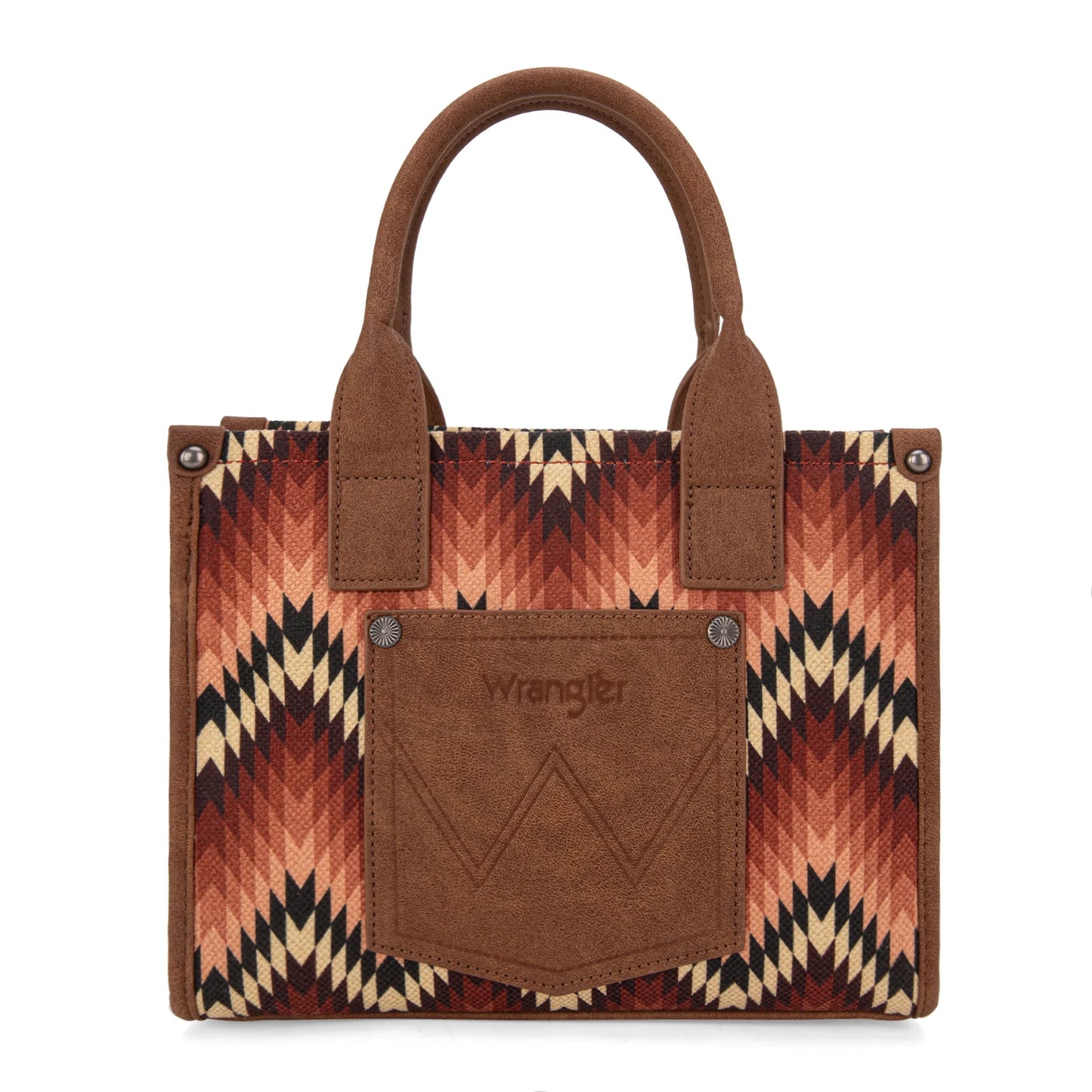 Wrangler Southwestern Pattern Dual Sided Print Tote/Crossbody - BROWN - WG2211-8120SBR