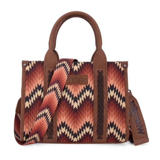 Wrangler Southwestern Pattern Dual Sided Print Tote/Crossbody - BROWN - WG2211-8120SBR