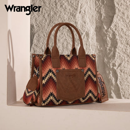 Wrangler Southwestern Pattern Dual Sided Print Tote/Crossbody - BROWN - WG2211-8120SBR