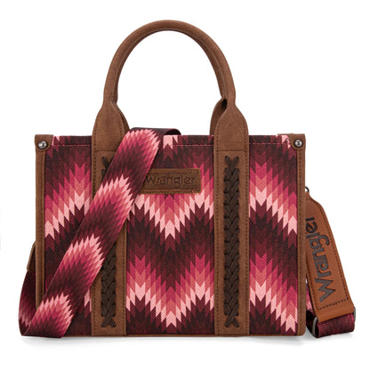 Wrangler Southwestern Pattern Dual Sided Print Tote/Crossbody - DARK PINK - WG2211-8120S