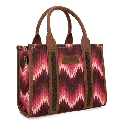 Wrangler Southwestern Pattern Dual Sided Print Tote/Crossbody - DARK PINK - WG2211-8120S