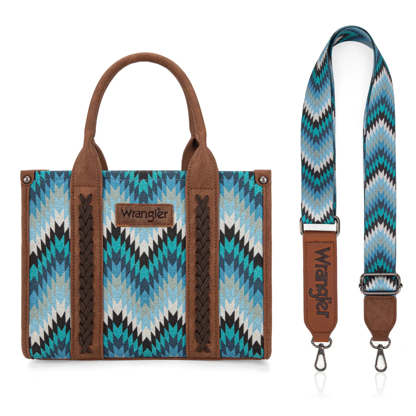 Wrangler Southwestern Pattern Dual Sided Print Tote/Crossbody - Jean - WG2211-8120SJN