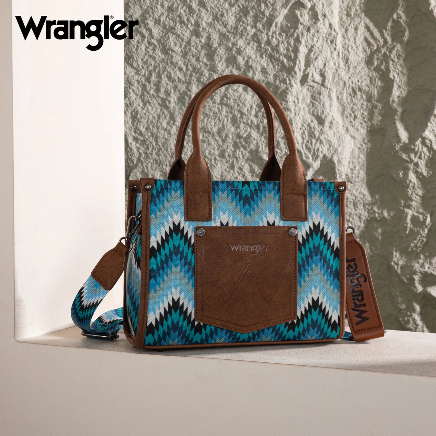 Wrangler Southwestern Pattern Dual Sided Print Tote/Crossbody - Jean - WG2211-8120SJN