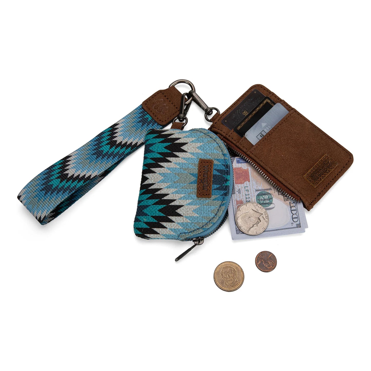 Wrangler Southwestern Art Print Dual Pouch Wristlet