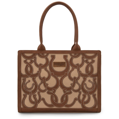 Wrangler Horseshoe Cutout Carry-All Large Tote Bag - Brown - WG292-8110BR