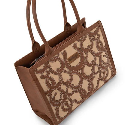 Wrangler Horseshoe Cutout Carry-All Large Tote Bag - Brown - WG292-8110BR