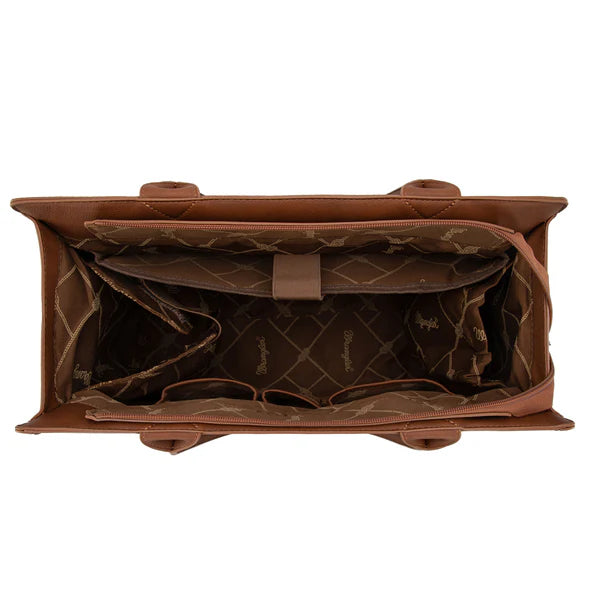 Wrangler Horseshoe Cutout Carry-All Large Tote Bag - Brown - WG292-8110BR