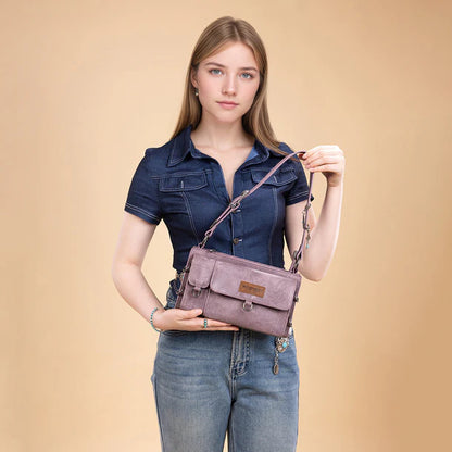 Wrangler Buckle Charm Small Shoulder Bag - Purple - WG300-523