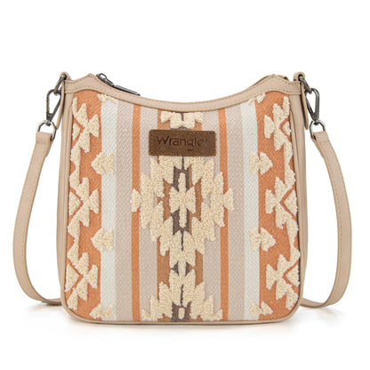 Wrangler Sherpa Aztec Canvas Crossbody - Tan - WG313-2003TN