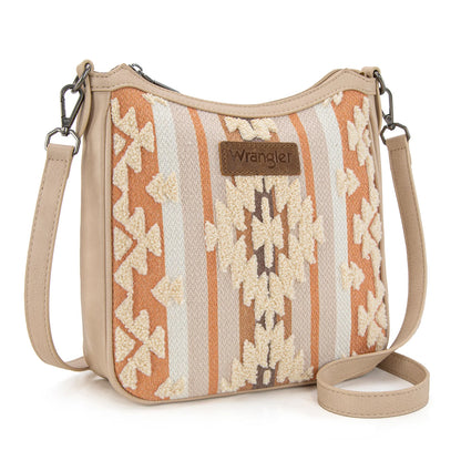 Wrangler Sherpa Aztec Canvas Crossbody - Tan - WG313-2003TN