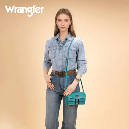Wrangler Vintage-Inspired Crossbody Bag - Turquoise - WG320-209TQ