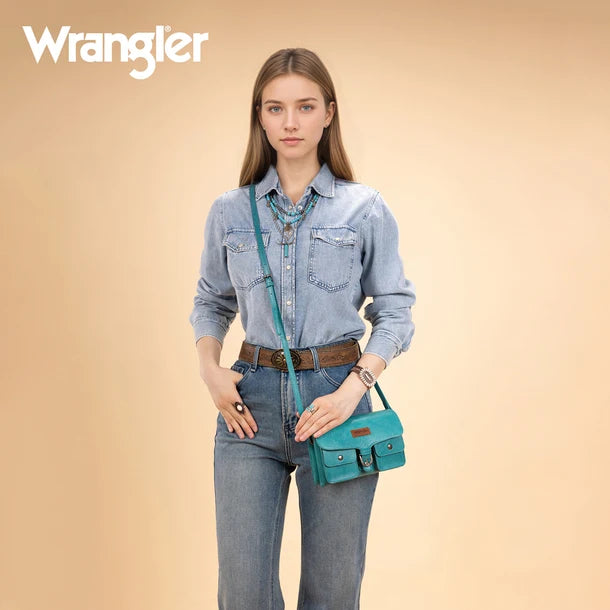 Wrangler Vintage-Inspired Crossbody Bag - Turquoise - WG320-209TQ