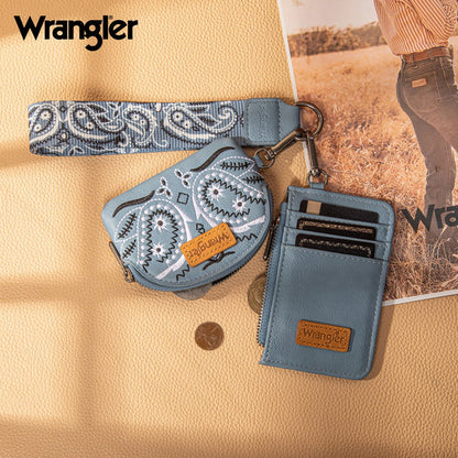 Wrangler Southwestern Art Print Dual Pouch Wristlet