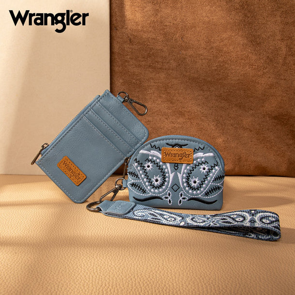 Wrangler Southwestern Art Print Dual Pouch Wristlet