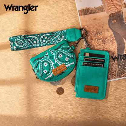 Wrangler Southwestern Art Print Dual Pouch Wristlet