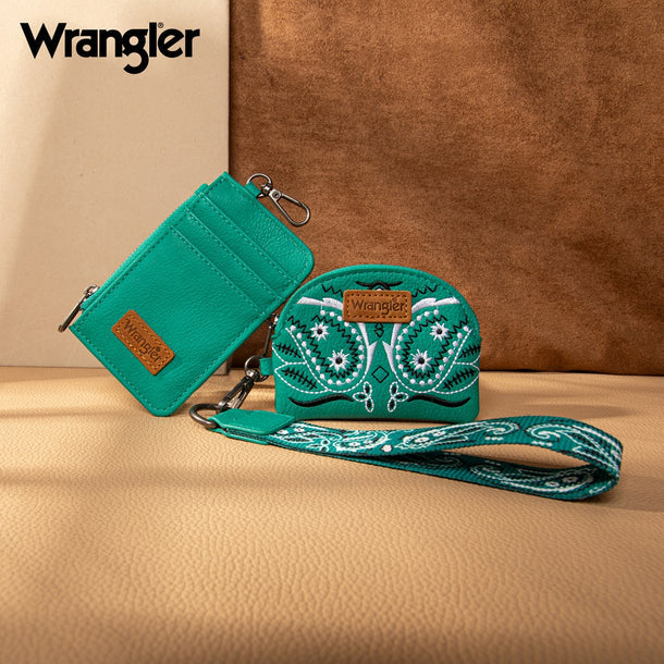 Wrangler Southwestern Art Print Dual Pouch Wristlet