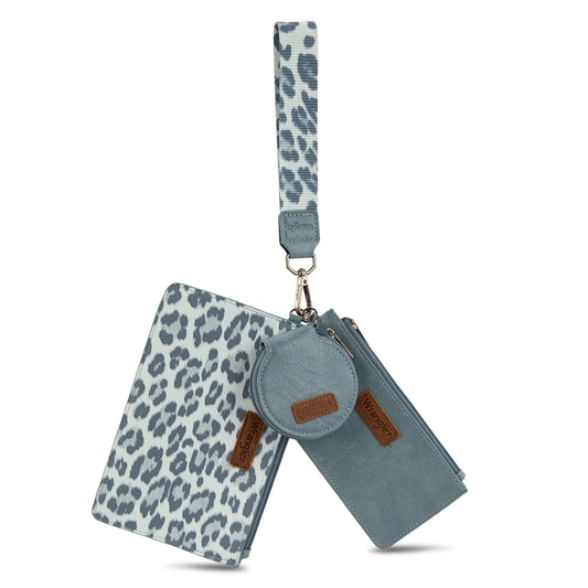 Wrangler Leopard Print Dual Pouch Wristlet with Zipper Round Case - WG366-W114