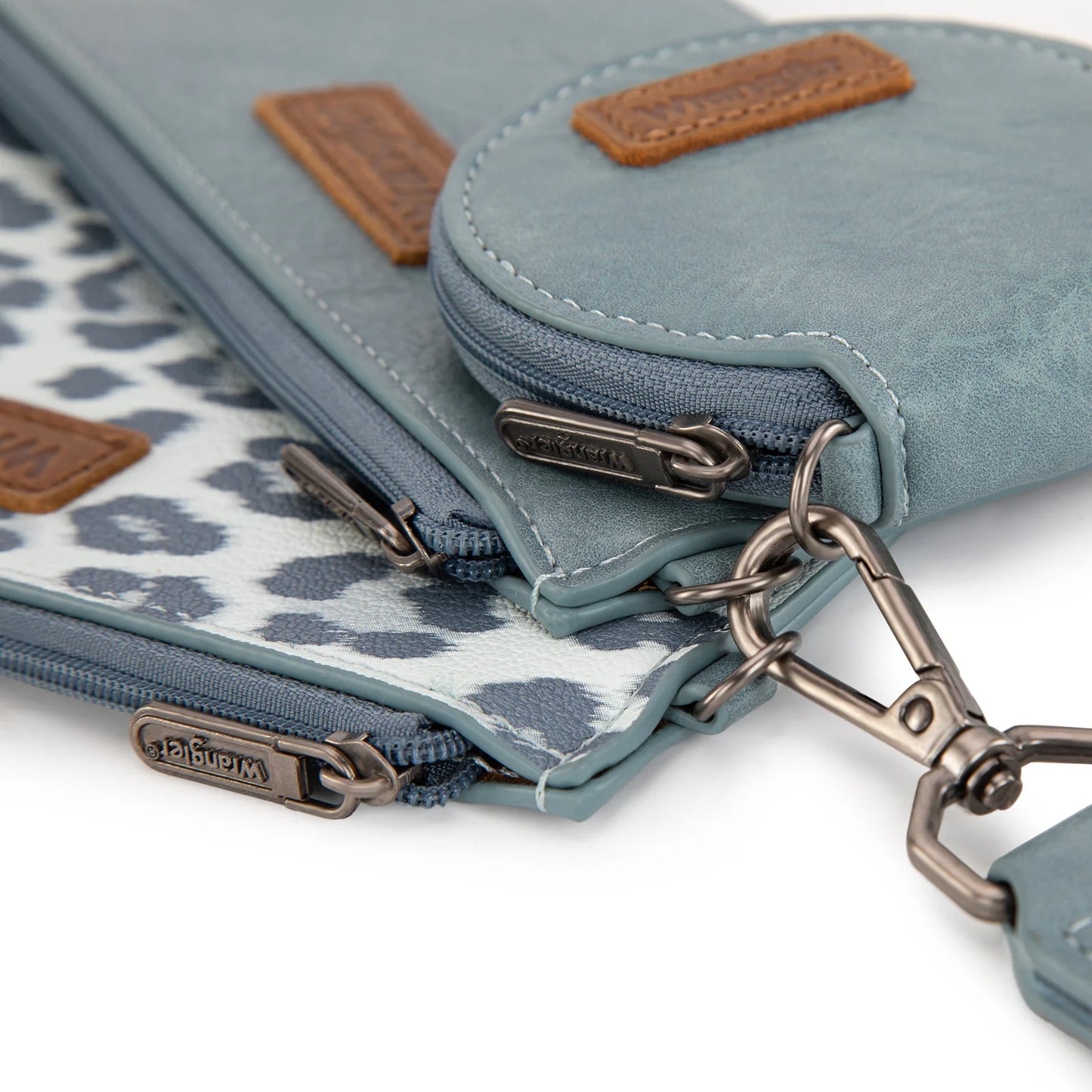 Wrangler Leopard Print Dual Pouch Wristlet with Zipper Round Case - WG366-W114