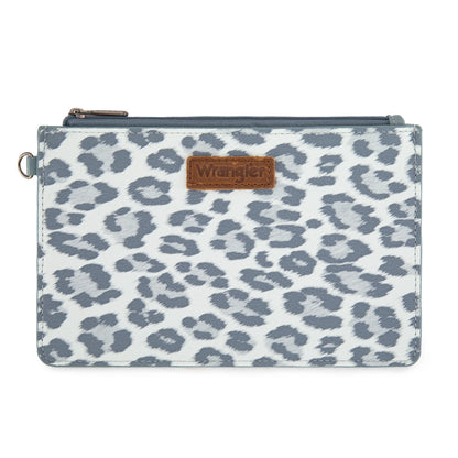 Wrangler Leopard Print Dual Pouch Wristlet with Zipper Round Case - WG366-W114