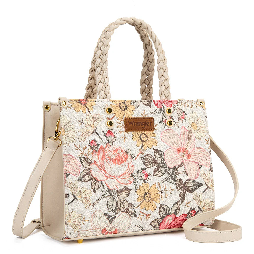 Wrangler Floral Print Braided Tote Bag - WG438-8120