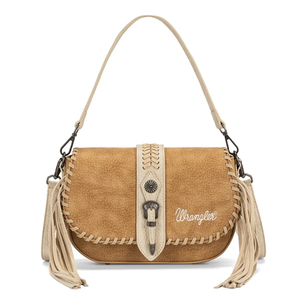 Wrangler Braided Tassel Saddle Crossbody Bag - Brown - WG454-2003BR
