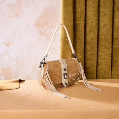 Wrangler Braided Tassel Saddle Crossbody Bag - Brown - WG454-2003BR