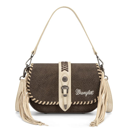 Wrangler Braided Tassel Saddle Crossbody Bag - Coffee - WG454-2003CF