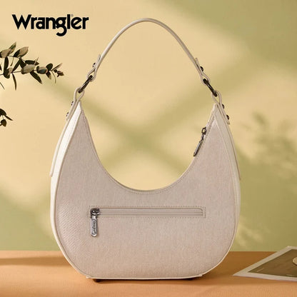 Wrangler Western Contrast Stitch Chevron Hobo Shoulder Bag - Tan - WG456-818TN