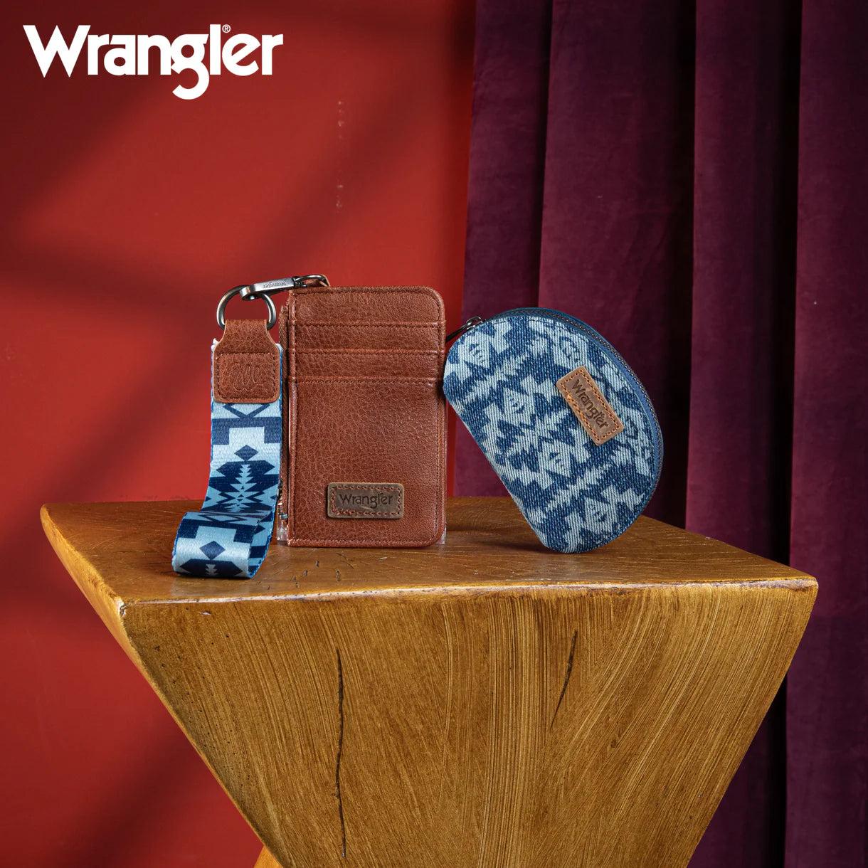 Wrangler Southwestern Art Print Dual Pouch Wristlet