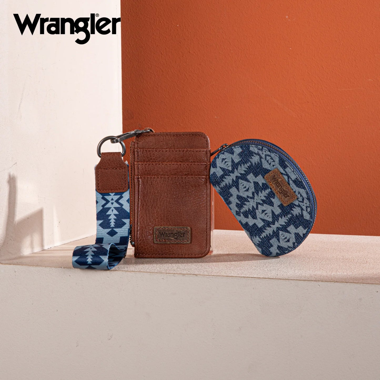 Wrangler Southwestern Art Print Dual Pouch Wristlet -Jean - WG2212-W0051JN