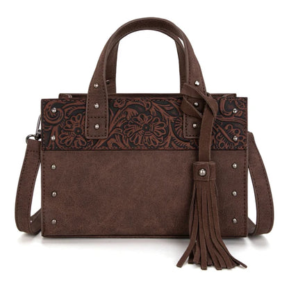 Wrangler Western Tooled Tote Crossbody - Coffee - WG160-60102CF