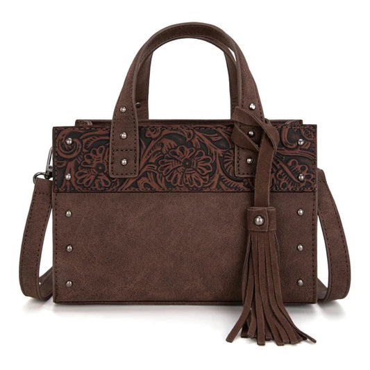 Wrangler Western Tooled Tote Crossbody - Coffee - WG160-60102CF