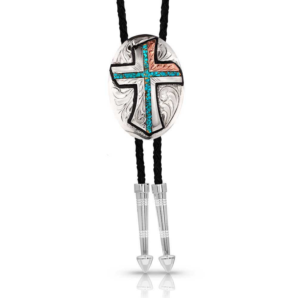 Inner Light Cross Turquoise Bolo Tie - BT4779