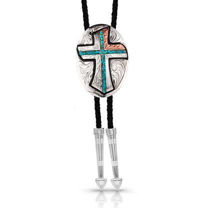 Inner Light Cross Turquoise Bolo Tie - BT4779