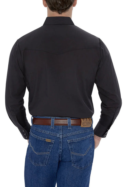 Long Sleeve Pearl Snap Classic Solid Black