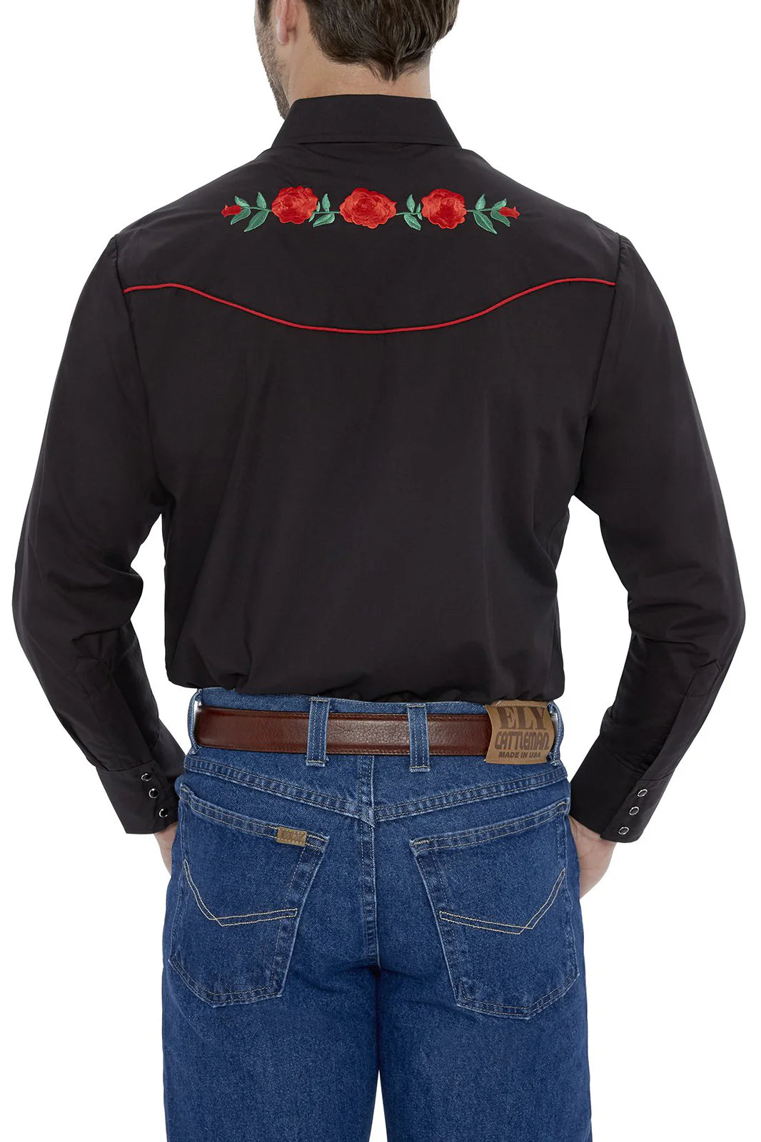 Long Sleeve Rose Embroidered Black/Red