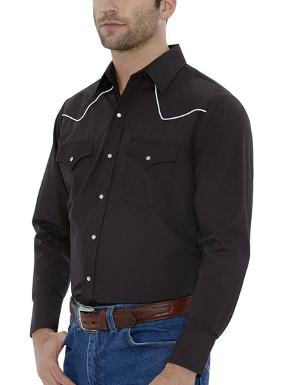 Shirt w/ Contrast Piping Long Sleeve - 202980